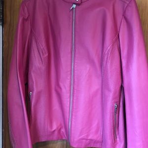 TORRID size 3 Hot Pink LEATHER jacket
